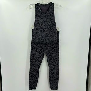 Athleta Charcoal Leopard Print Activewear Set